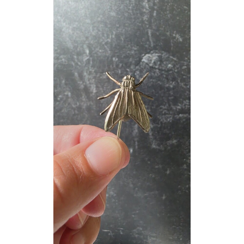 Silver Tone Metal Fly Shaped Stick Pin Vintage READ Description